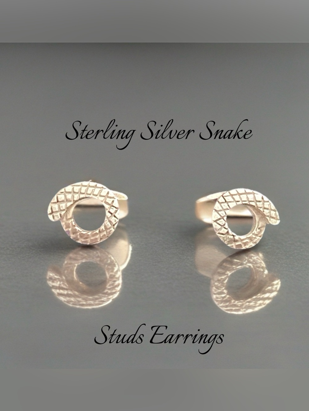 Sterling Silver Snake Stud Earrings - Silver
